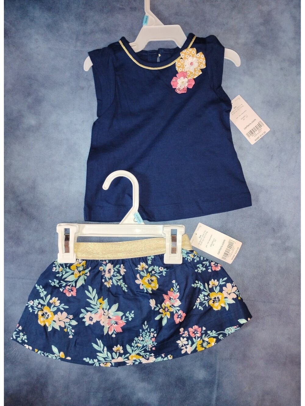 New with tags Girls Navy Blue Floral Top and Skirt Set 6 month